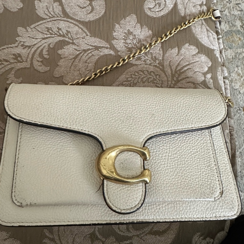 Coach Cream Clutch with Gold Accents